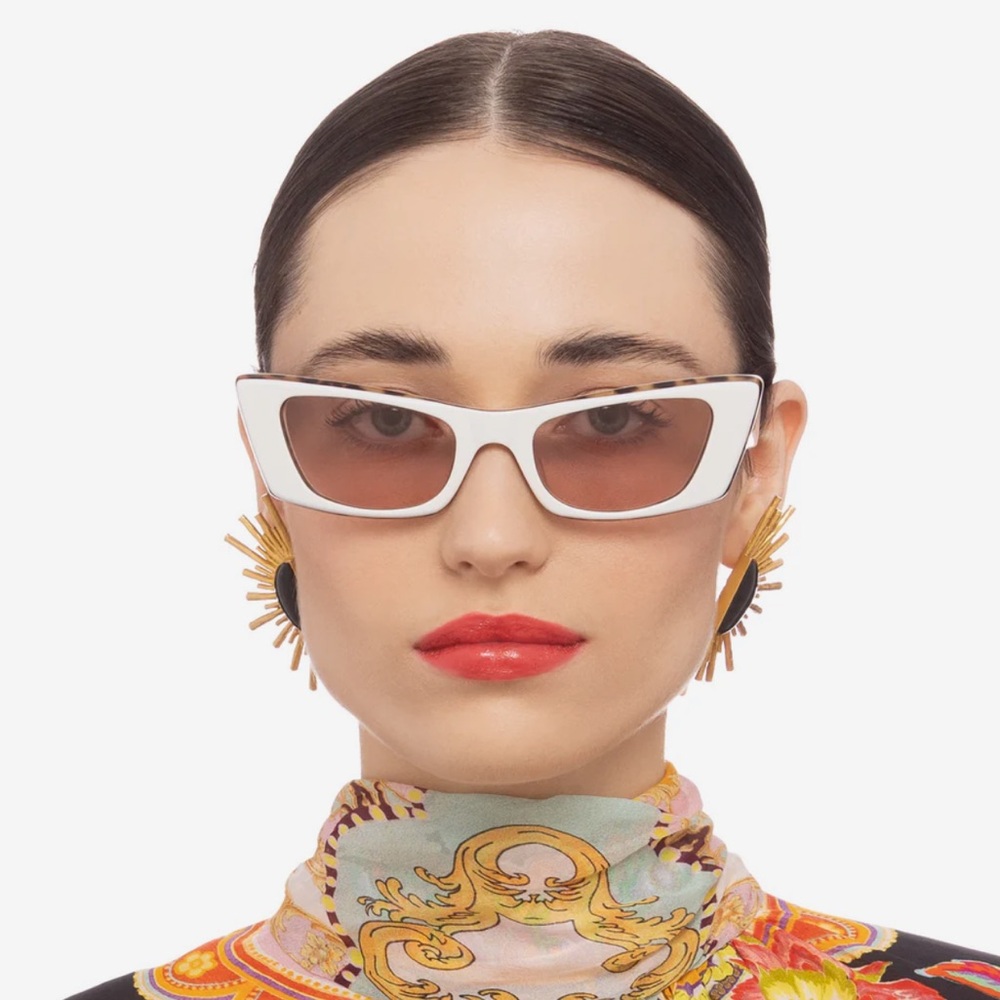 CAMILLA “Harbour Views” white leopard boho chic rectangular statement sunglasses